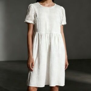 .Object Vita Gingham Babydoll Dress Silk Blend Cottagecore Cream size 42 / US 10